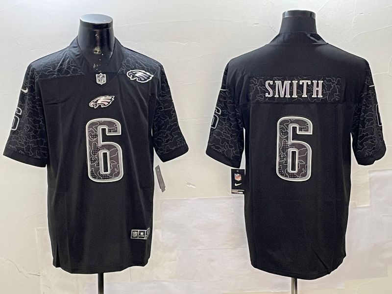 Men Philadelphia Eagles #6 Smith Black 2025 Nike Vapor Limited NFL Jersey style 4